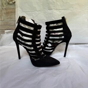 Schutz caged black heel sandals size 9